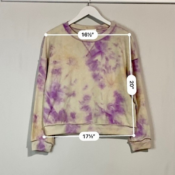 Kirious Women’s Reverse Tie Dye Long Sleeve Pullover Sweatshirt Purple Sz M NWT - Picture 5 of 8